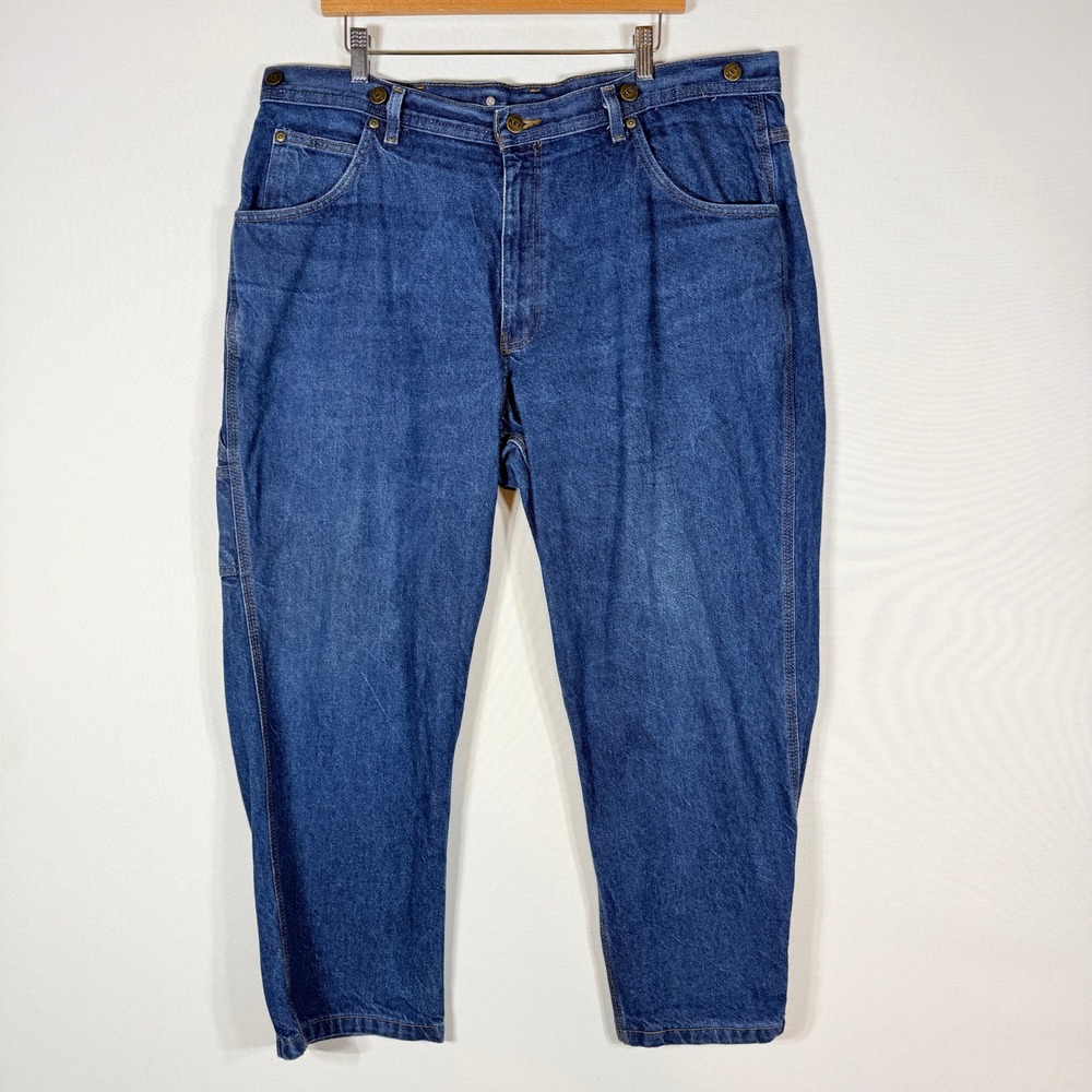 Key 40x30 Carpenter Jeans Blue Men Relaxed Fit Utility Workwear Rugged Suspender